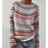 Women's Round Neck Color Blocking Loose Fashion Pullover Knit Sweater