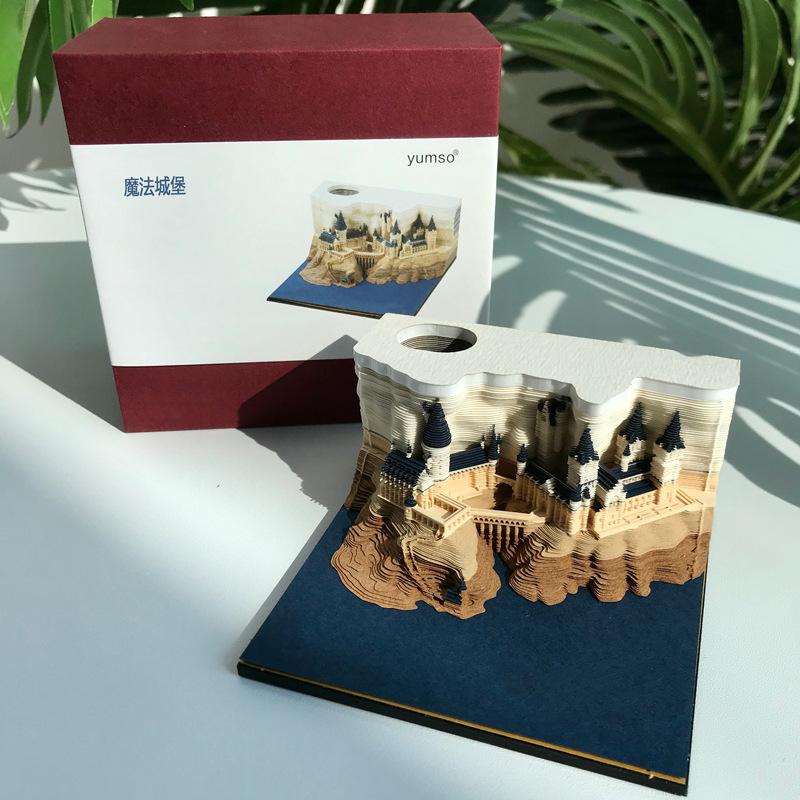 Magic Castle Environmental Art Paper-cut Paper Sculpture Decoration Notebook High-end Business Gift 3D Memo Pad