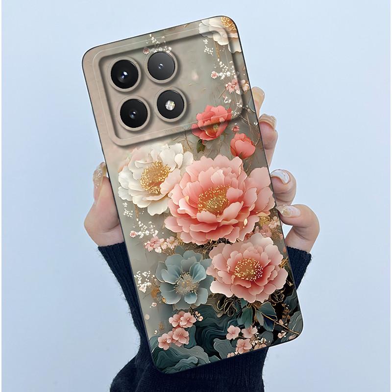 Для Xiaomi Poco X6 Pro 5G Чехол Poco X6Pro Задняя крышка Модный Минимализм Цветочный Мягкий Жидкий Силиконовый Чехол Для PocoX6 Pro Fundas