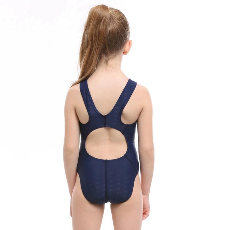 Kids Girls' One-piece Swimsuit Solid Color Breathable Quick-drying Children Swimwear