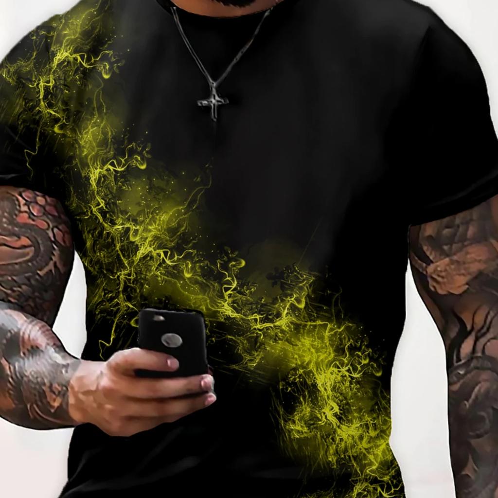 Short Sleeve Blouse Men Oversized T-shirt Short Holiday T Shirt Business Novelty Patriotic Soft Crewneck Loose Fit Polyester