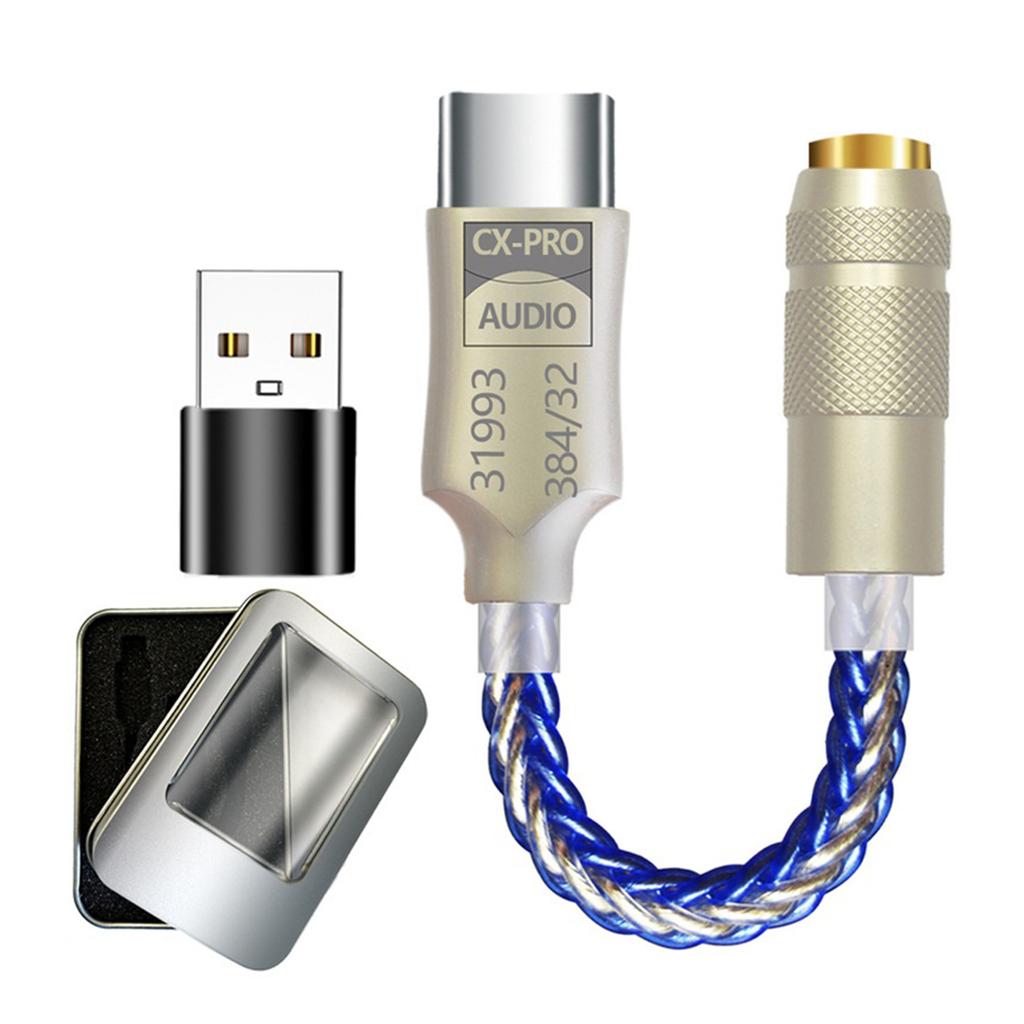 USB CC 32 бит 384 кГц USB C на 3,5 мм декодер адаптер с чипом CX31993 USB C адаптер для наушников 3,5 мм C адаптер