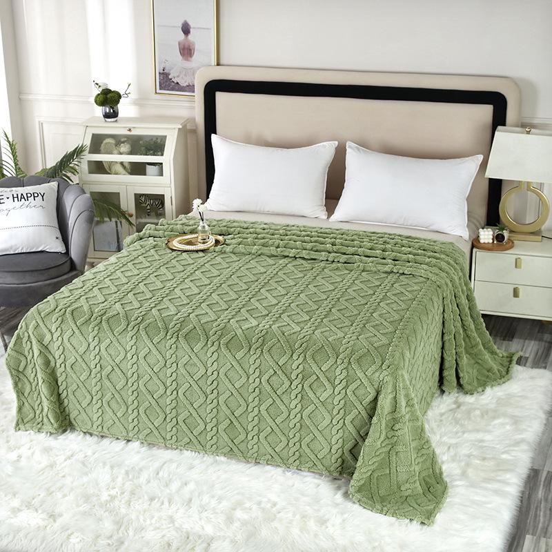 Двусторонний однотонный флисовый и тафтовый плед для дивана или сна