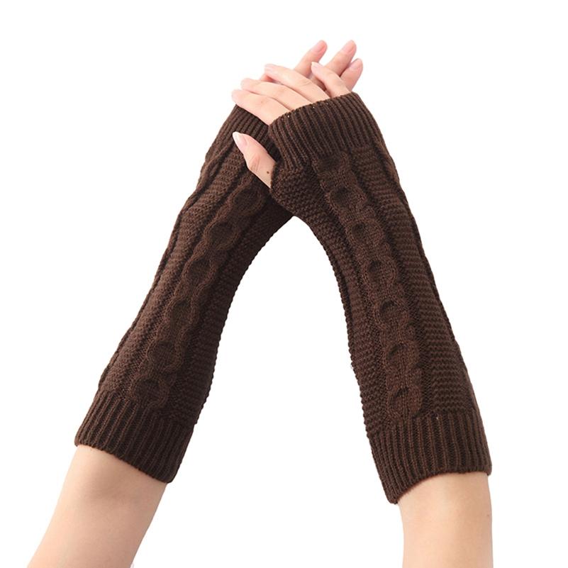Теплые длинные перчатки без пальцев, утеплители для рук, утолщенные трикотажные эластичные женские 1 пара эластичных варежек для зимы для женщин