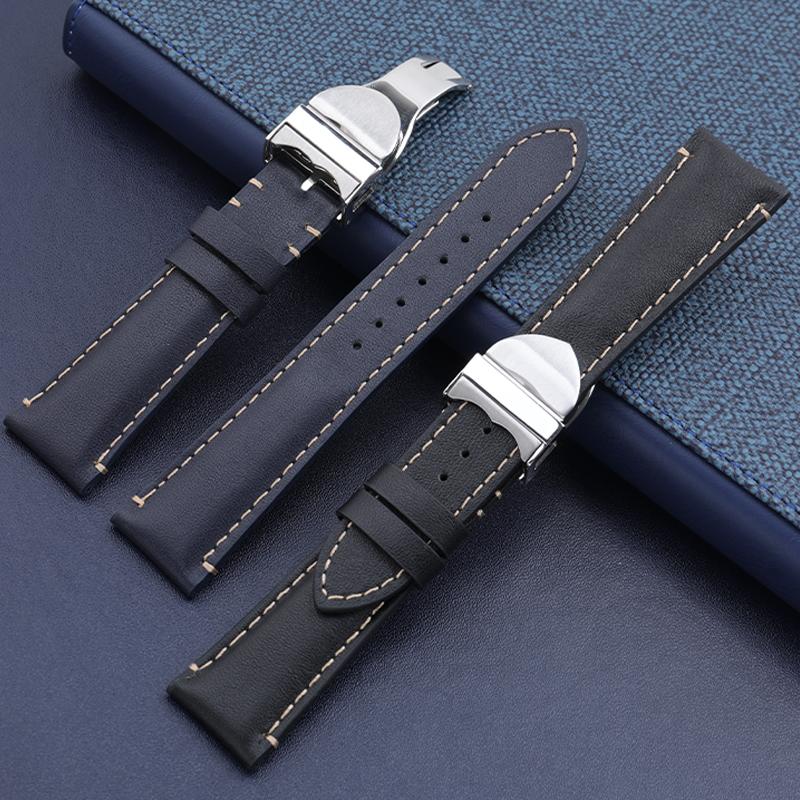Мягкий винтажный кожаный ремешок для часов 22 мм Для Tudor Strap Black Bay 1958 41 мм GMT Pelagos Складная пряжка Черный Коричневый Синий Браслет