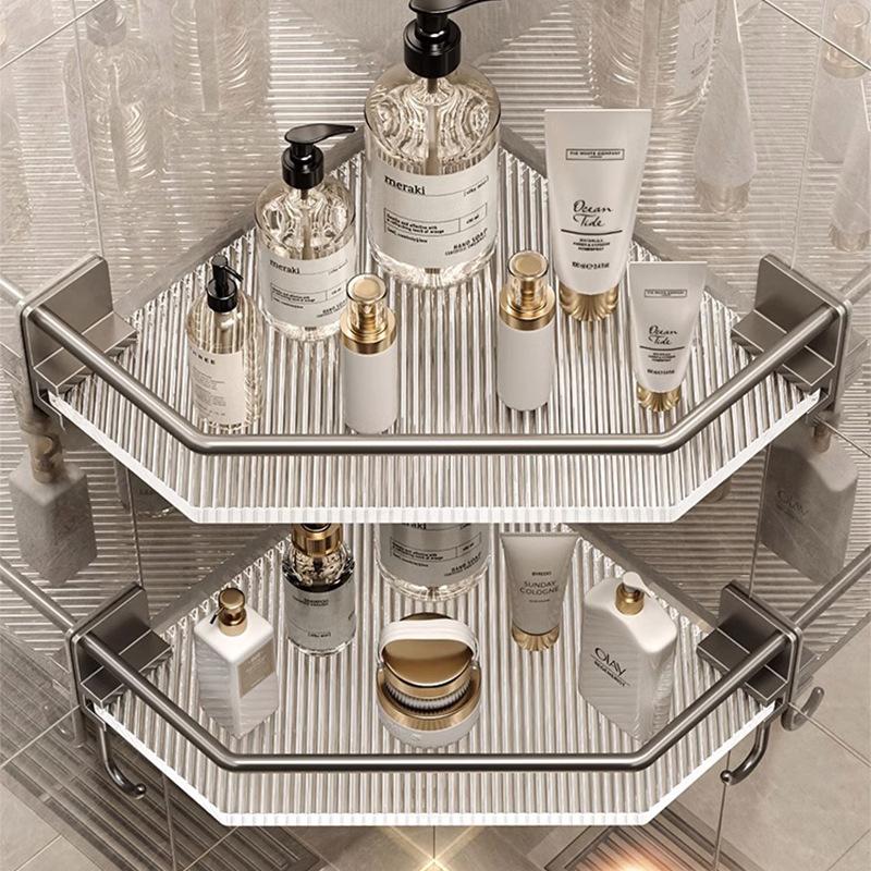 Угловая треугольная полка для ванной комнаты Без сверления туалет Акриловый туалет Настенное хранение для ванной комнаты