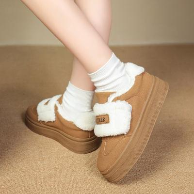 Модные теплые шерстяные зимние сапоги для женщин 2024 года, новые зимние сапоги с бархатом и толстой подошвой, нескользящие туфли для женщин, обувь из хлопка