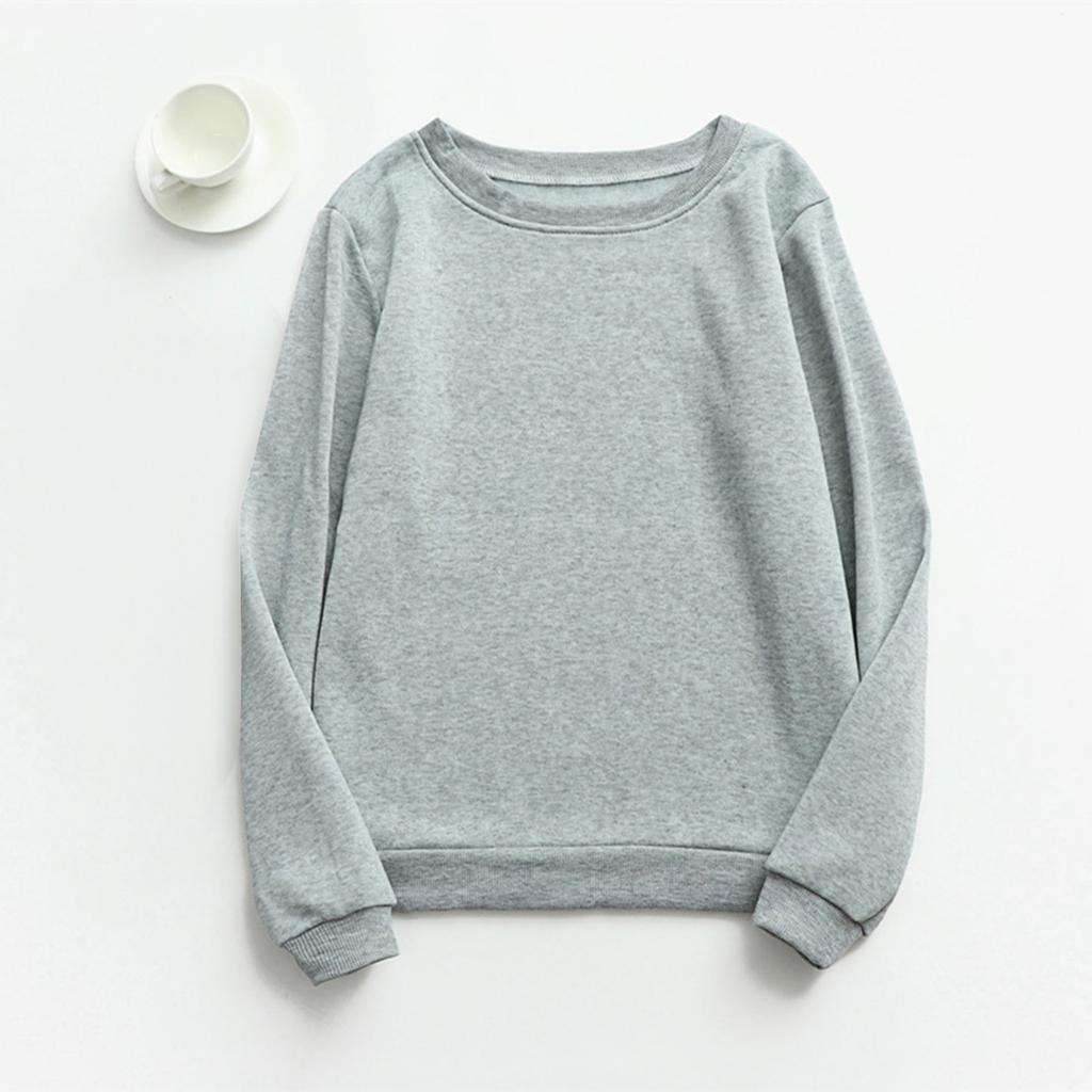 Женский осенне-зимний топ с круглым вырезом и длинными рукавами, однотонная повседневная толстовка с капюшоном