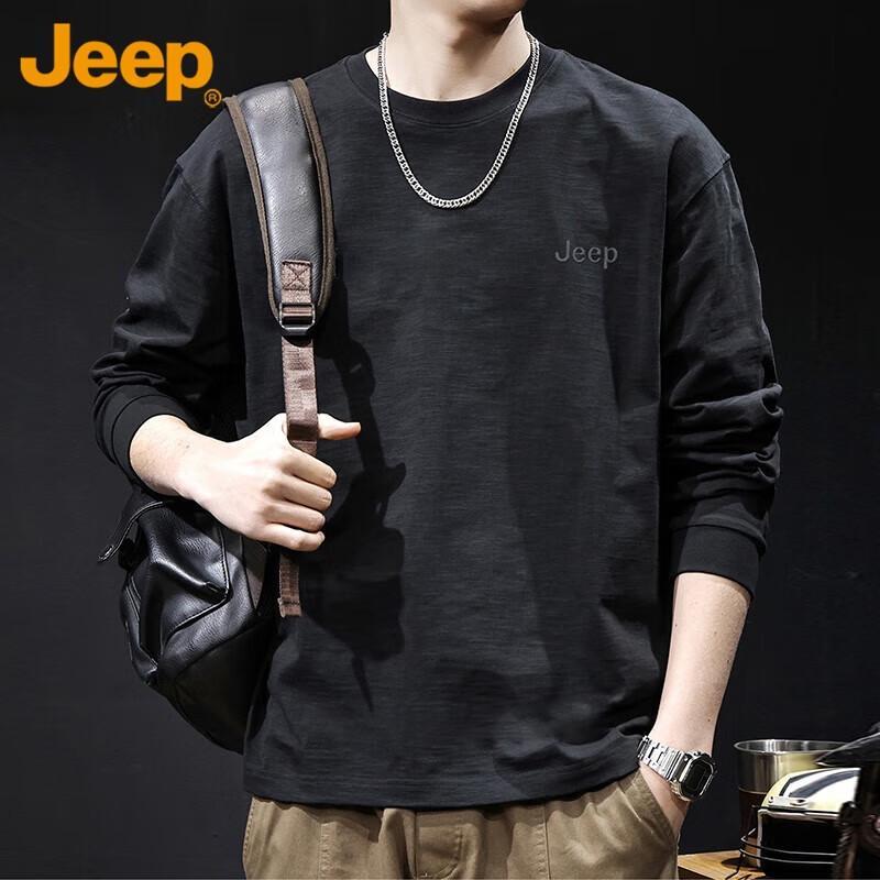 JEEP Men's Long Sleeve Slub Cotton T-Shirt