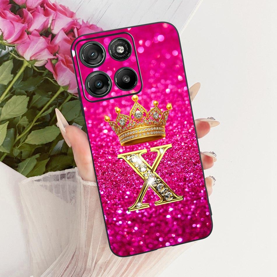For Motorola Moto G17 Crown Letter Phone Case For Motorola MotoG17 G17 Power XT2623 Black Silicone Soft Cases Bumpers
