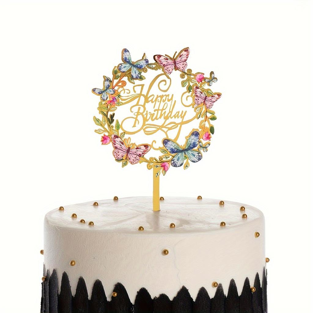 1 шт. - Вставка-топпер "С Днем Рождения" для украшения торта на вечеринку по случаю дня рождения