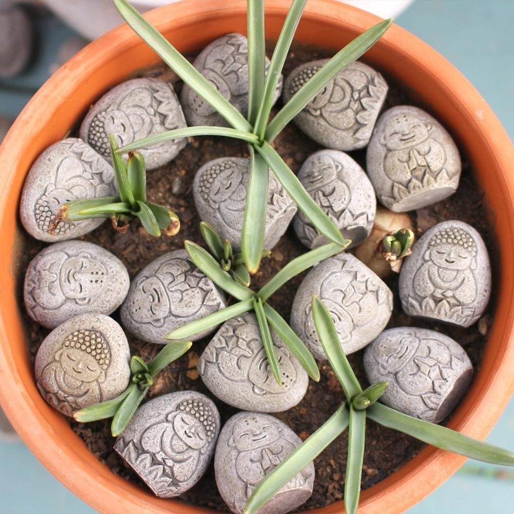 20 шт./комплект Ручная работа Статуя Будды Реалистичный Изысканный Цветочный Горшок Декор Мини-размер Прочный Брусчатка Столешница Дисплей