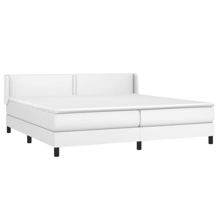 3130740 vidaXL Lit à sommier tapissier avec matelas Blanc 200x200cm Similicuir