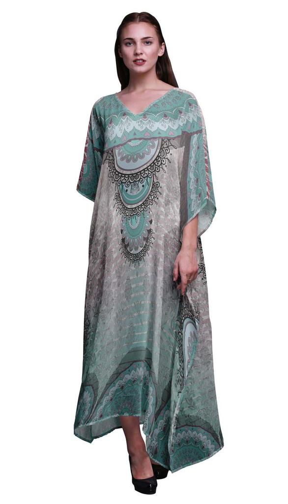 Phagun Floral Mandala Beach Kaftan Bikini Cover up Womena s Maxi Dress Long