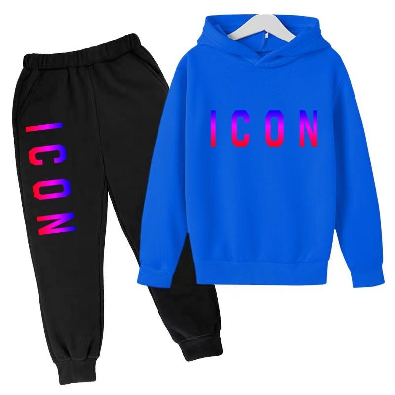 Kids Hoodie Colorful Letters Print Pullover 3-12 Years Fashion Sweatshirt+ Pants 2P Boy Girl Toddler Clothing Leisure Sports Set