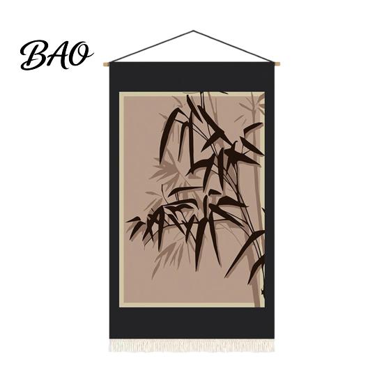 Easy Hang Decorative Tapestry Mid-Century Tapestry, Wall Hanging Fabric Animals Flowers Plants Designs, Abstract Non-curling with Fringe for