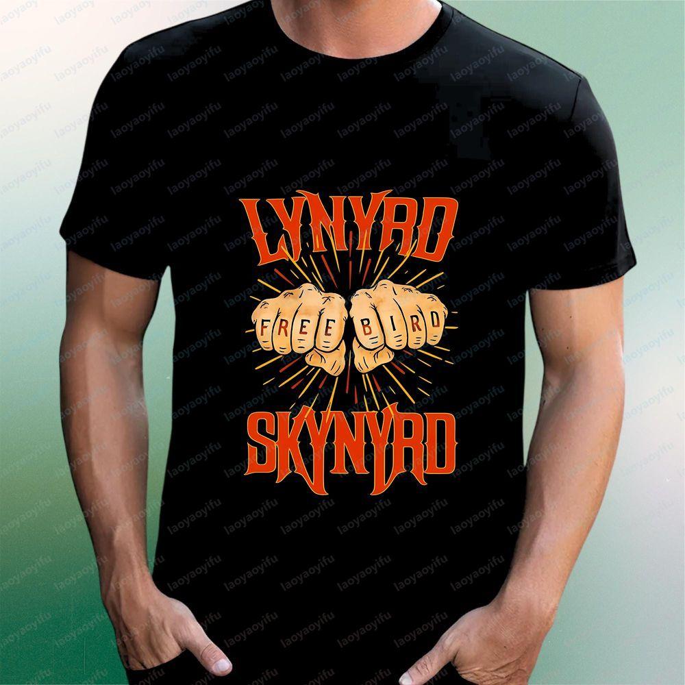 Lynyrd Skynyrd Printed Long-sleeved Casual Short-sleeved Unisex's and WoUnisex's Universal Pattern Large-sized Comfortable T-shirt