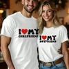 Парная футболка с принтом "Я люблю своего парня" и "Я люблю свою девушку", повседневная, с коротким рукавом, с круглым вырезом