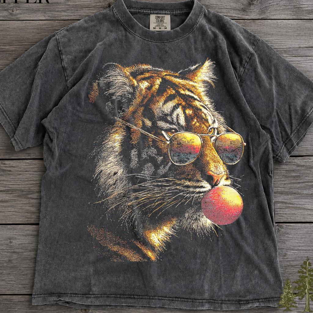 Retro Tiger Comfort Colors Shirt, Vintage Cute Animal Print Tee Preppy Tiger Graphic