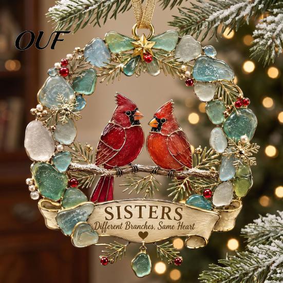 Indoor Outdoor Festive Decor Sea Glass Family Ornament, Mother Daughter Sisters Acrylic Hanging Decoration, Home Is Festival Gift Ideas Where