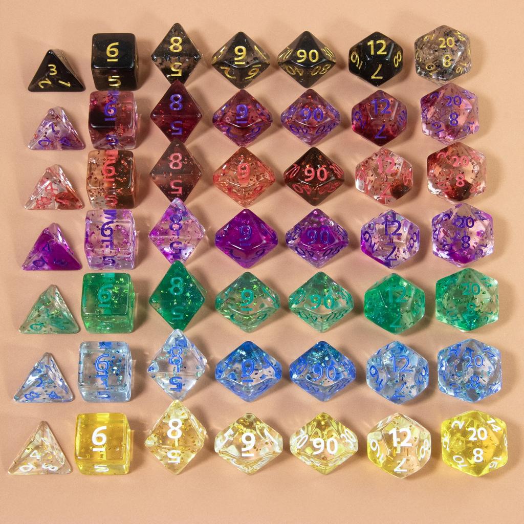 Набор игральных костей DND из 7 многогранных цифровых игральных костей D4 D6 D8 D10 D% D12 D20 для настольных игр DND RPG