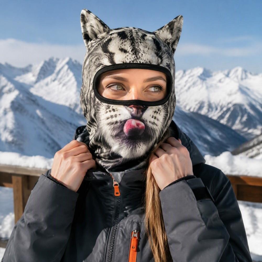 Soft Stretch Ski Balaclava Cute Animal Cat Balaclava Eye-Catching Animal Face Covering Motorcycle