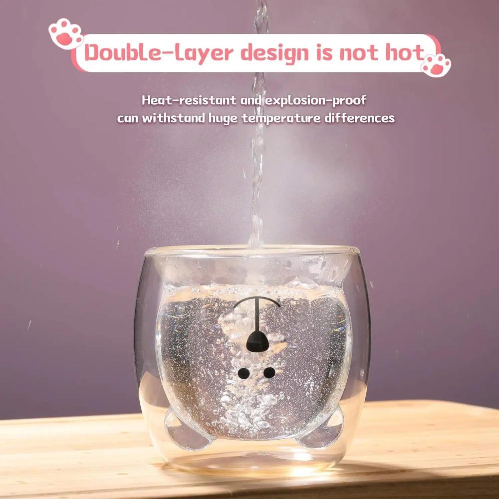 Креативная двухслойная кофейная кружка с милым медведем, двойная стеклянная чашка, картонная чашка для молока с изображением животных, женская милая кошка, утка, собака, подарок, Рождественский подарок