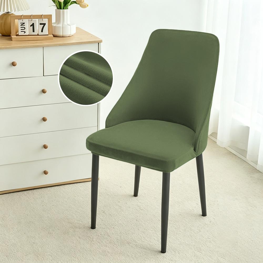 Velvet Soft Dining Chair Covers Stretch Curved Small Armchair Covers Solid Color Chair Slipcovers Seat Cover for Home Wedding