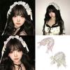 Subculture Lace Trim Hairband Anime Costume Hairband for Women Girl Party Headwrap Y2K Sweet Lace Bowknot Wide Headband
