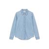 Solid Color Square Neck Button Down Denim Long Sleeve Shirt Women Shirts Blue 40WK840
