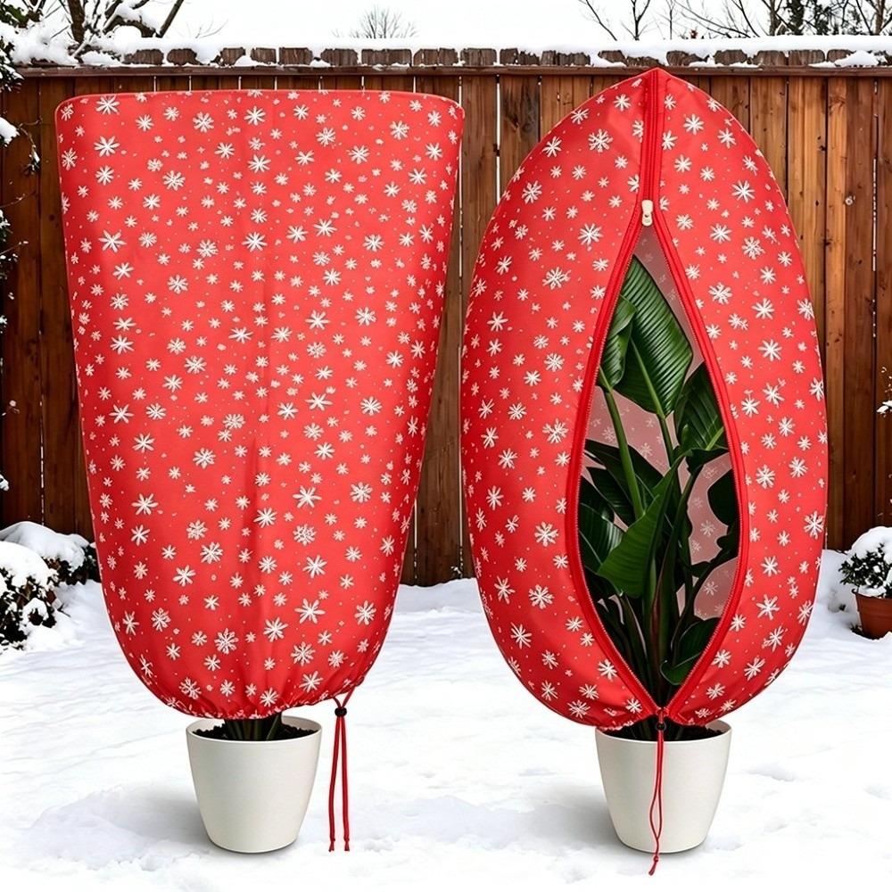 Snowflake Print Winter Plant Protection Bag Non-woven Plant Warm Cover Trees Plants