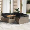 VidaXL Garden Lounge Set 9 Pcs with Grey Cushions Wicker 3327245