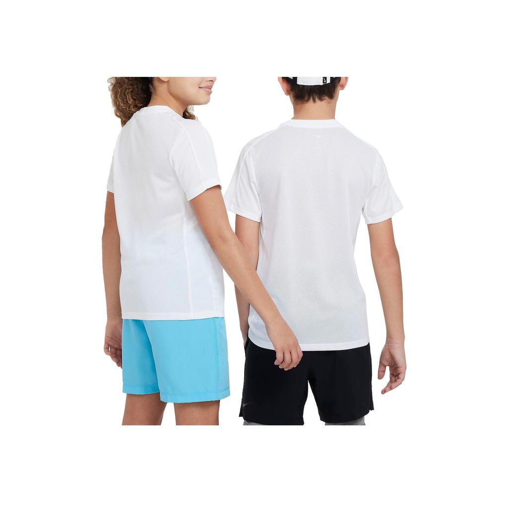 Nike Футболка с коротким рукавом и круглым вырезом с принтом логотипа Dri-FIT, детские топы, белая DX5411-100