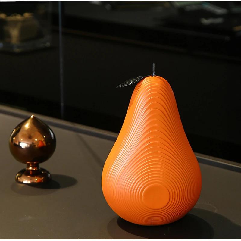 High-end Line Apple Pear resin Crafts Black White Decoration Creative Living Room Countertops Fruit Sculpture Home Decor Gift
