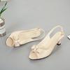 Korean Version of Fashion Bow 2025 Summer New Stiletto High Heels Women's Middle Heel Empty Fish Mouth Sandals Slippers