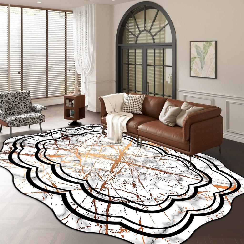 Irregular Living Room Carpet Marble Floor Mat Easy To Maintain Bedroom Bedside Carpet
