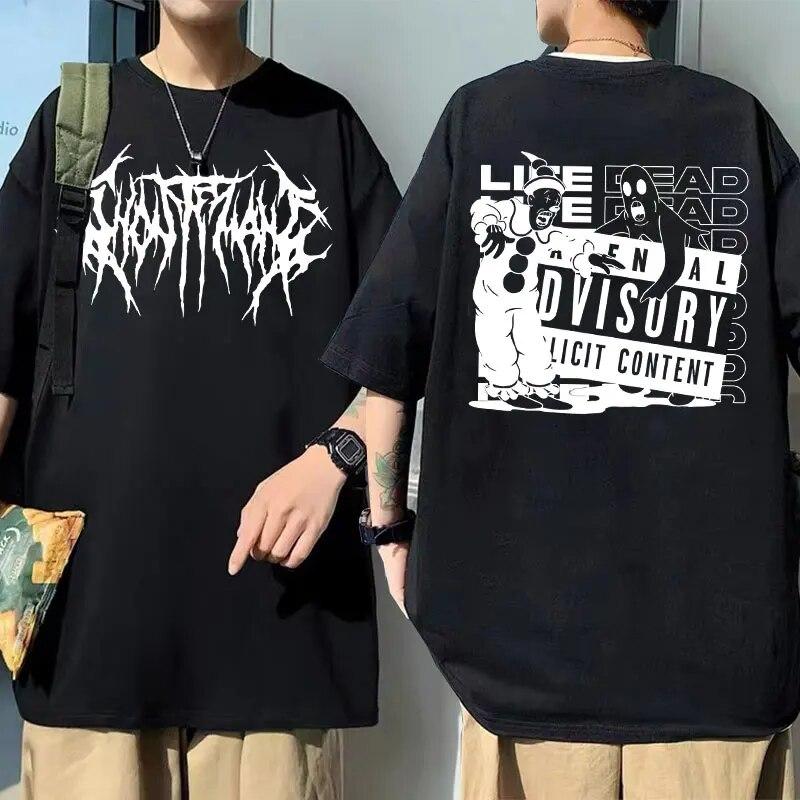 Ghostemane футболка с двусторонним принтом, футболка унисекс, футболки Pouya, топы унисекс из 100% хлопка, уличная одежда, унисекс, женские модные футболки в стиле хип-хоп