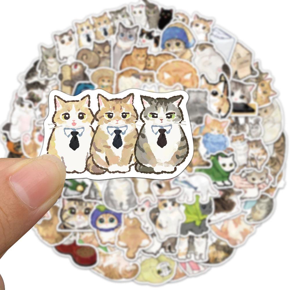 77 шт. Мультяшные наклейки с котами, Животные, Чехлы для телефонов, Ноутбуки, Чемоданы, Чашки для воды, Водонепроницаемые наклейки
