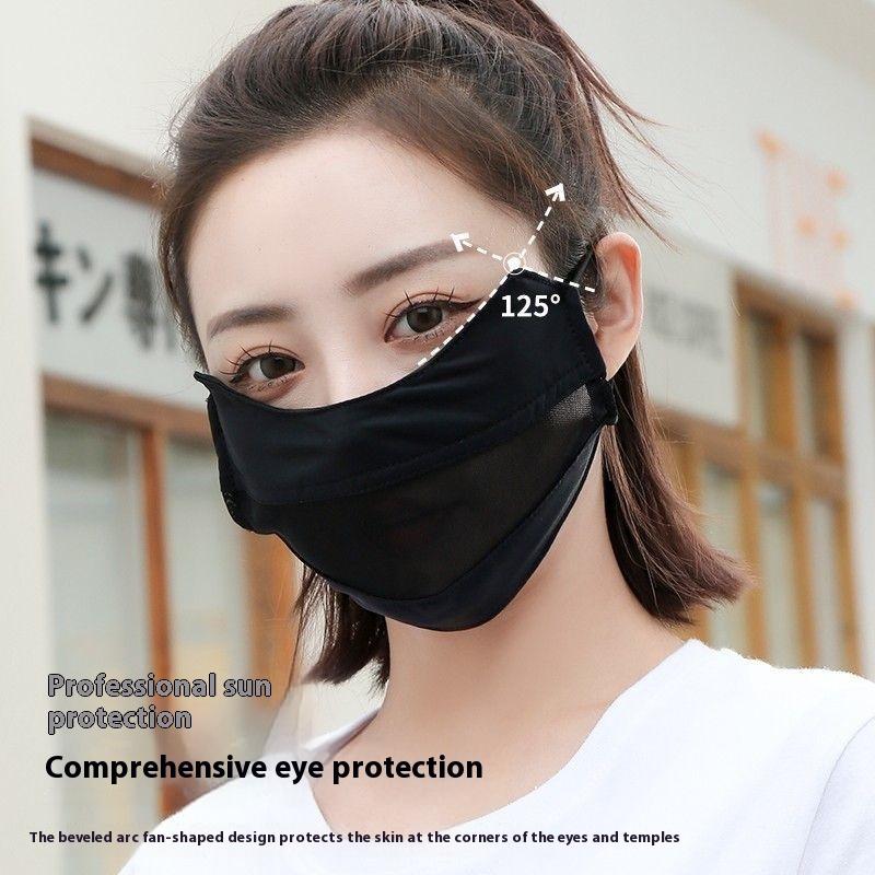 Маска из ледяного шелка для женщин, тонкая сетчатая дышащая маска, летний солнцезащитный шарф для лица, уличная накидка, маска для пеших прогулок, езды, бега, спорта