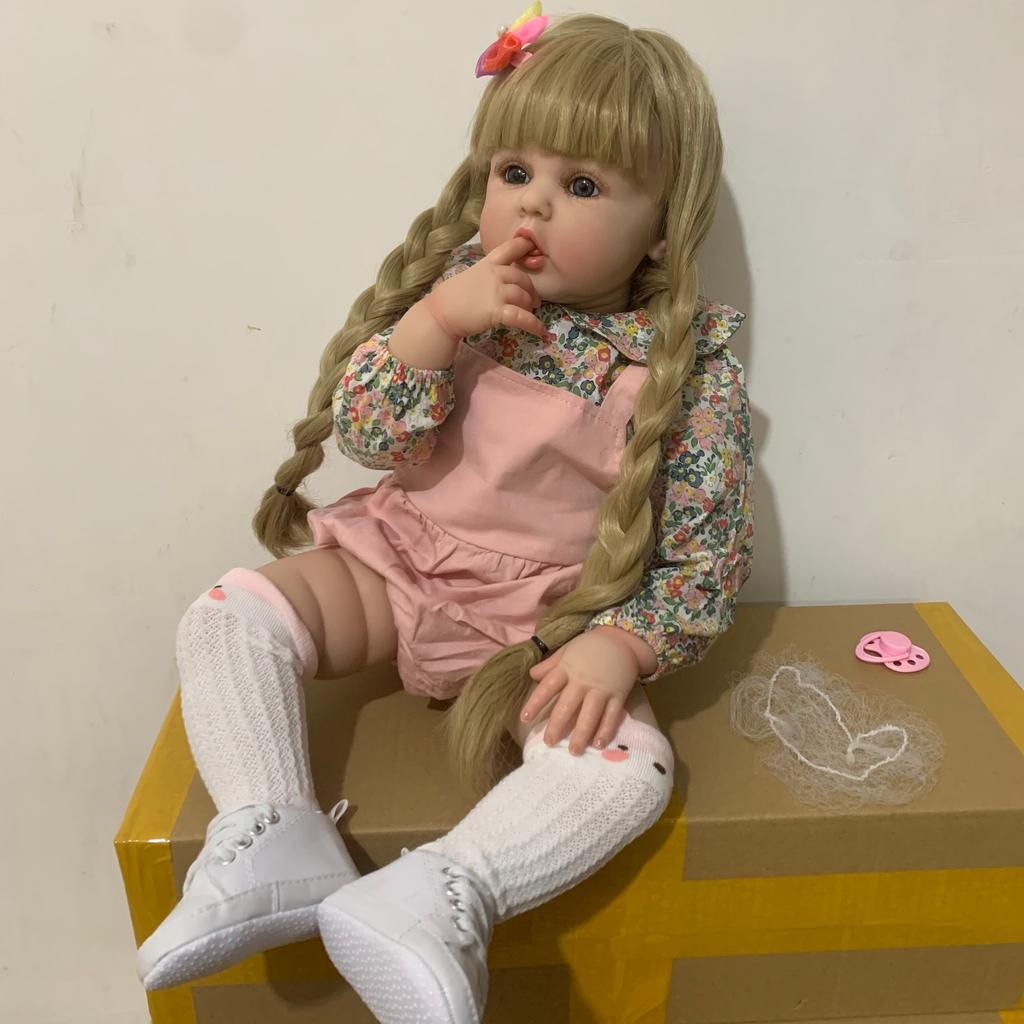60 CM Silicone Reborn Toddler Doll for Girl Lifelike Vinyl Princess Baby with Cloth Body Bebe Birthday Gift Dress Up Toy