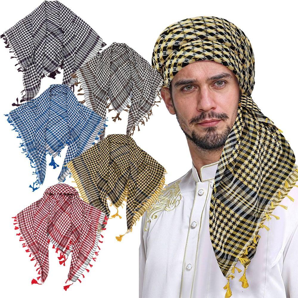 with Tassel Head Neck Scarf Costume Desert Scarf Arabic Scarf Arab Shemagh Headscarf  for Men Women