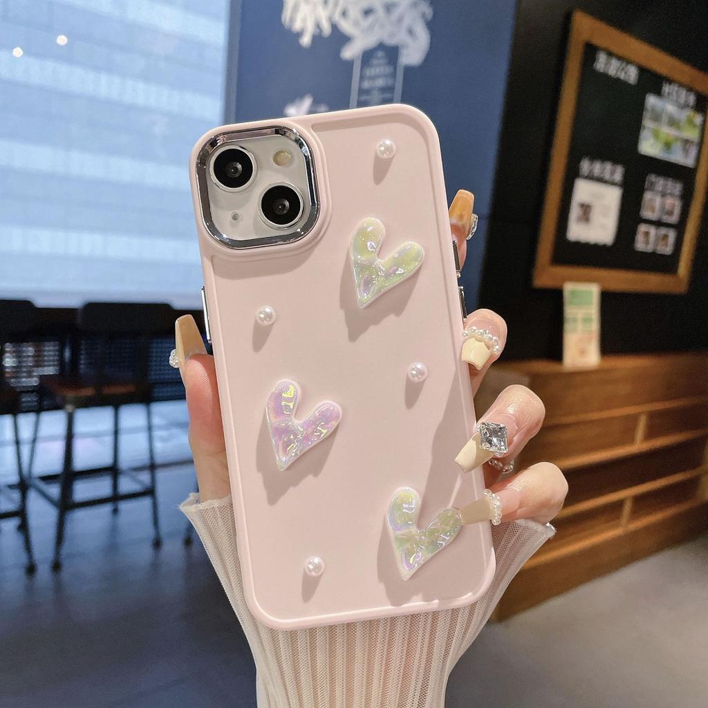 Подходит для Apple 15PROMAX Металлическая фоторамка Tpu Жемчужная любовь Чехол для мобильного телефона IPhone 7 16 Защитный чехол
