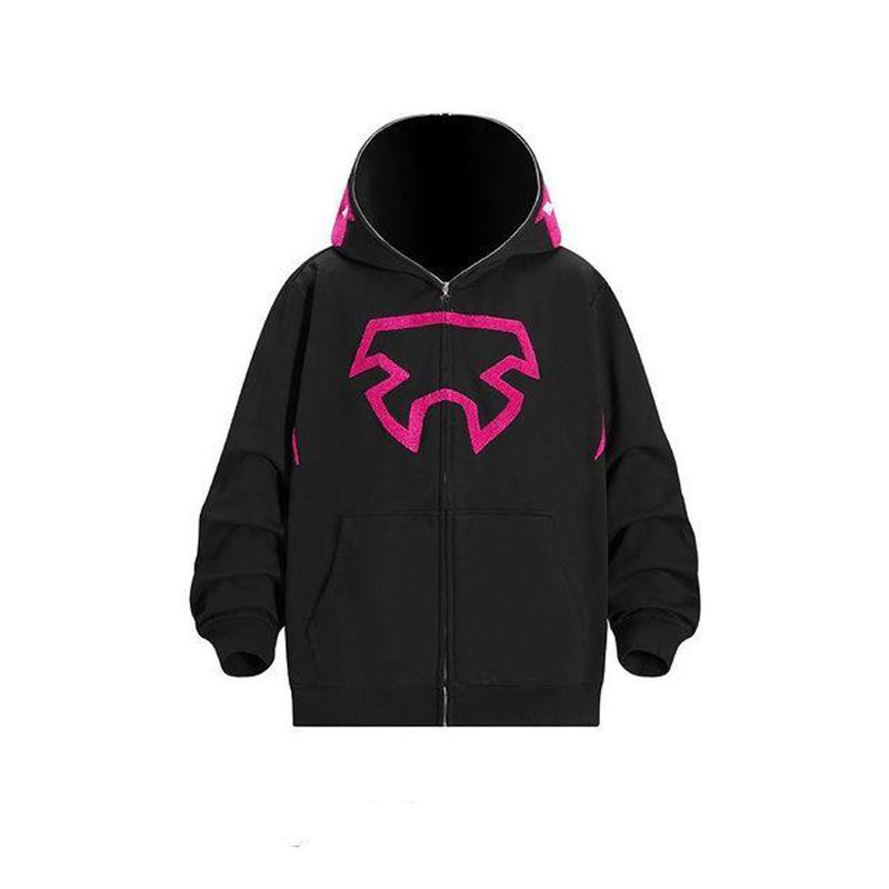 INS Y2K Fun Harajuku Уличная одежда с принтом Мужская и женская толстовка на молнии с капюшоном больших размеров Модный повседневный топ