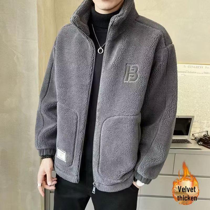 Men's 2024 Autumn/Winter Lambswool Fleece Jacket - Thick, Trendy, and Stylish