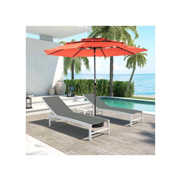 Parasol extérieur rectangulaire double face de 4,5 m avec manivelle (orange) (sans pied)