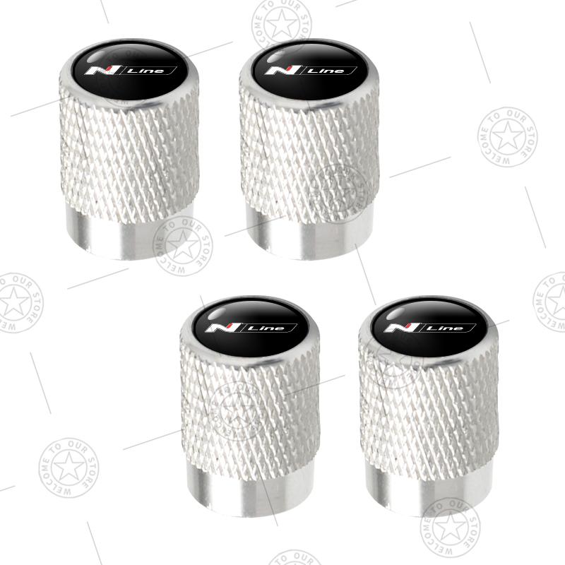 4pcs N Line Logo Car Wheel Tire Valve Caps Air Stem Aluminum Accessories For Hyundai Tuscani I30 Elantra Santa Fe Sonata Tucson KK5