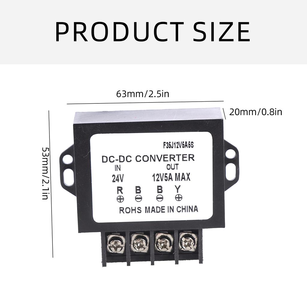 Waterproof Voltage Step Down Module DC24V to 12V 3A/5A Power Supply Adapter for 12V LED Lights and Fan Toy Routers