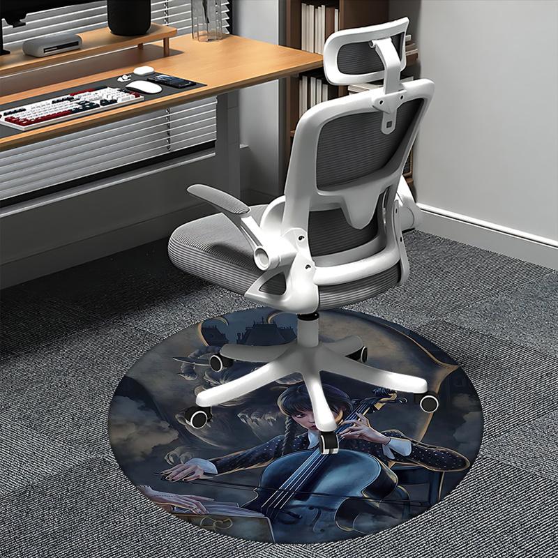 The Addams Family,Gothic Devil Chair mat Round Rug Office carpet, Machine Washable, Non slip, Suitable for Living Rooms, Bedrooms