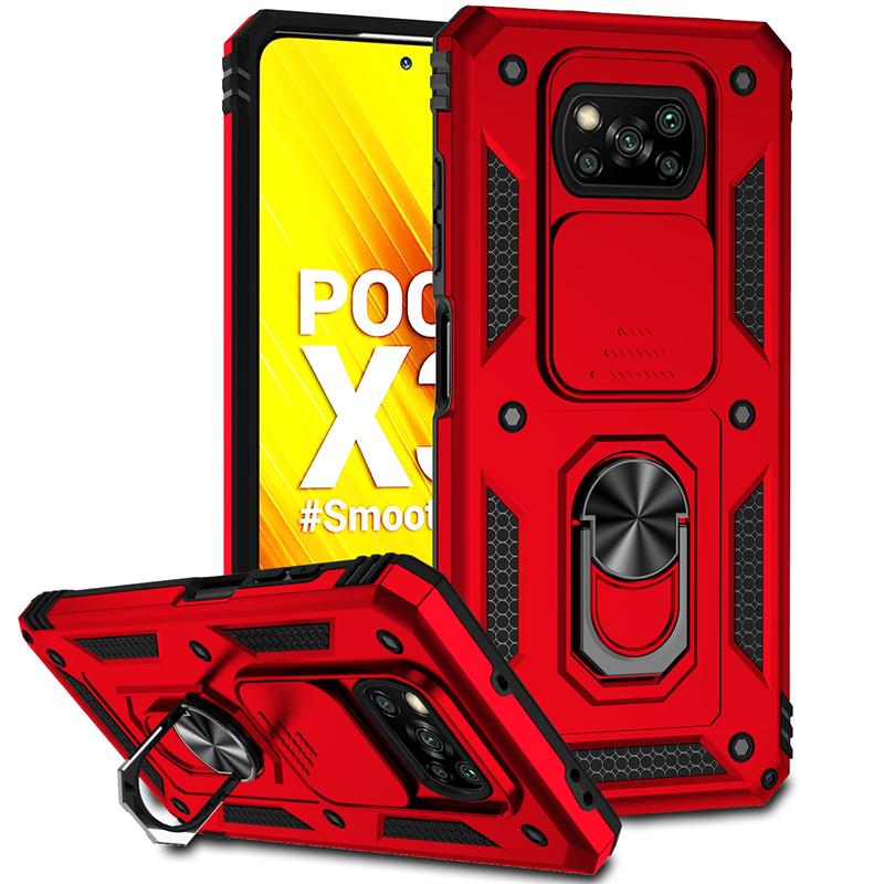 Для Poco X3 Pro Case Slide Lens Armor противоударный чехол для телефона Xiaomi PocoX3 Poco X3 NFC Little X 3 автомобильный держатель кольцо задняя крышка