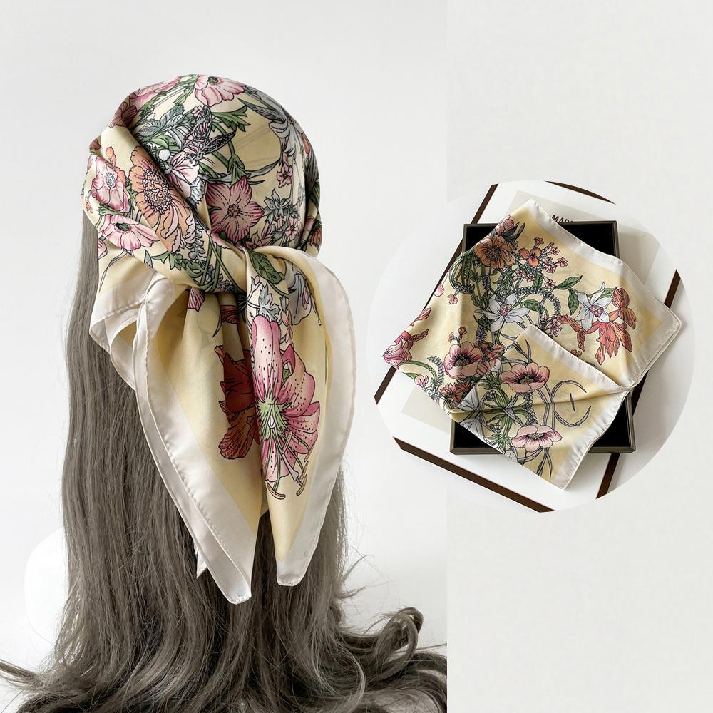 Весенне-летний атласный длинный шарф для женщин, солнцезащитная шаль, модный атласный длинный шарф для красоты, универсальный дорожный шарф